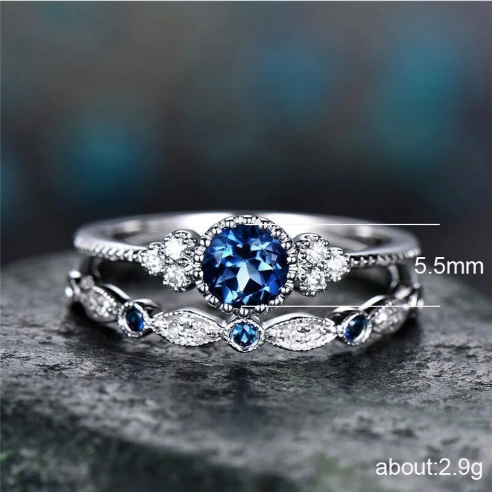 *EISLEY* 2-Pc Silver x Green Fashion Ring Set